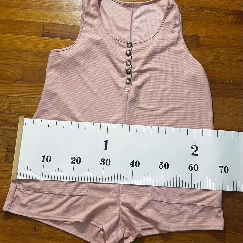 Pink Waffle Knit Romper One Piece Shorts, New without tags.
